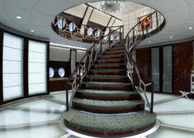 Photo of a beautiful staircase going up to the level above.